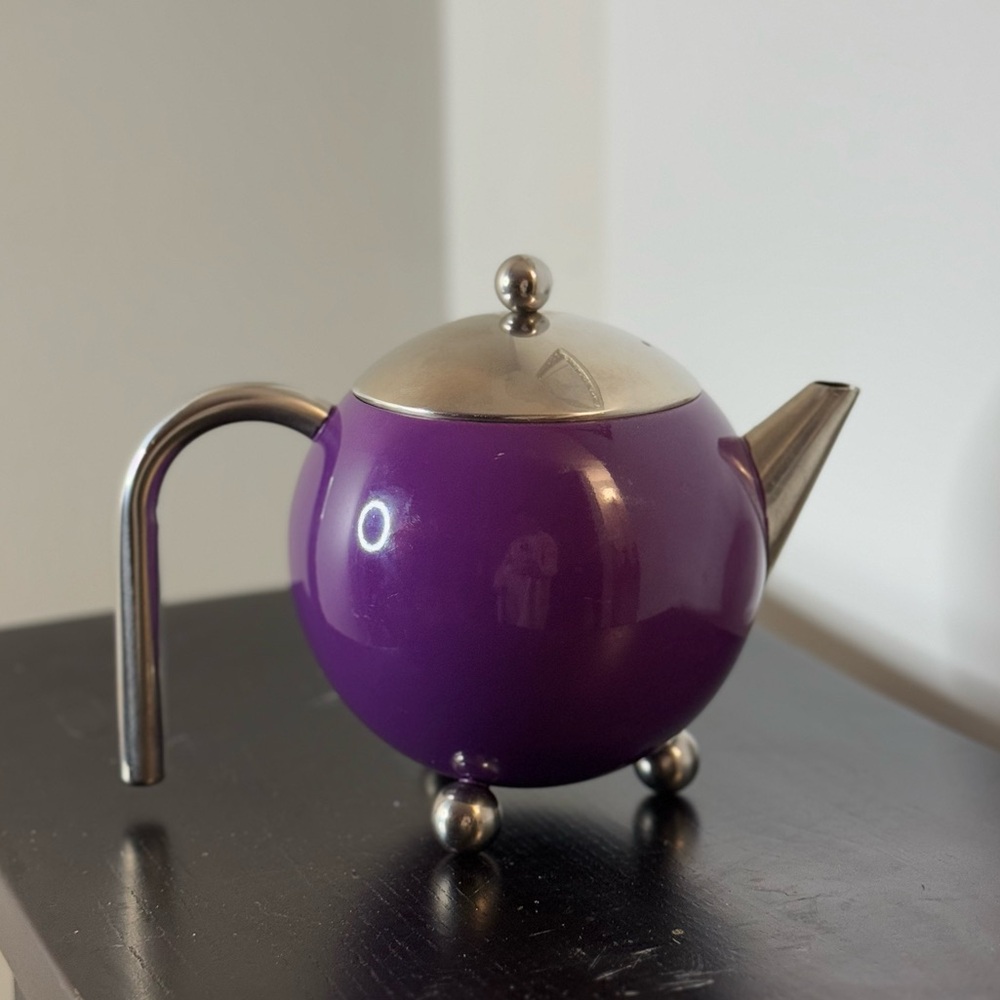 Steeped Tea Stainless Steel Art Deco Loose Tea Teapot With Removable Strainer